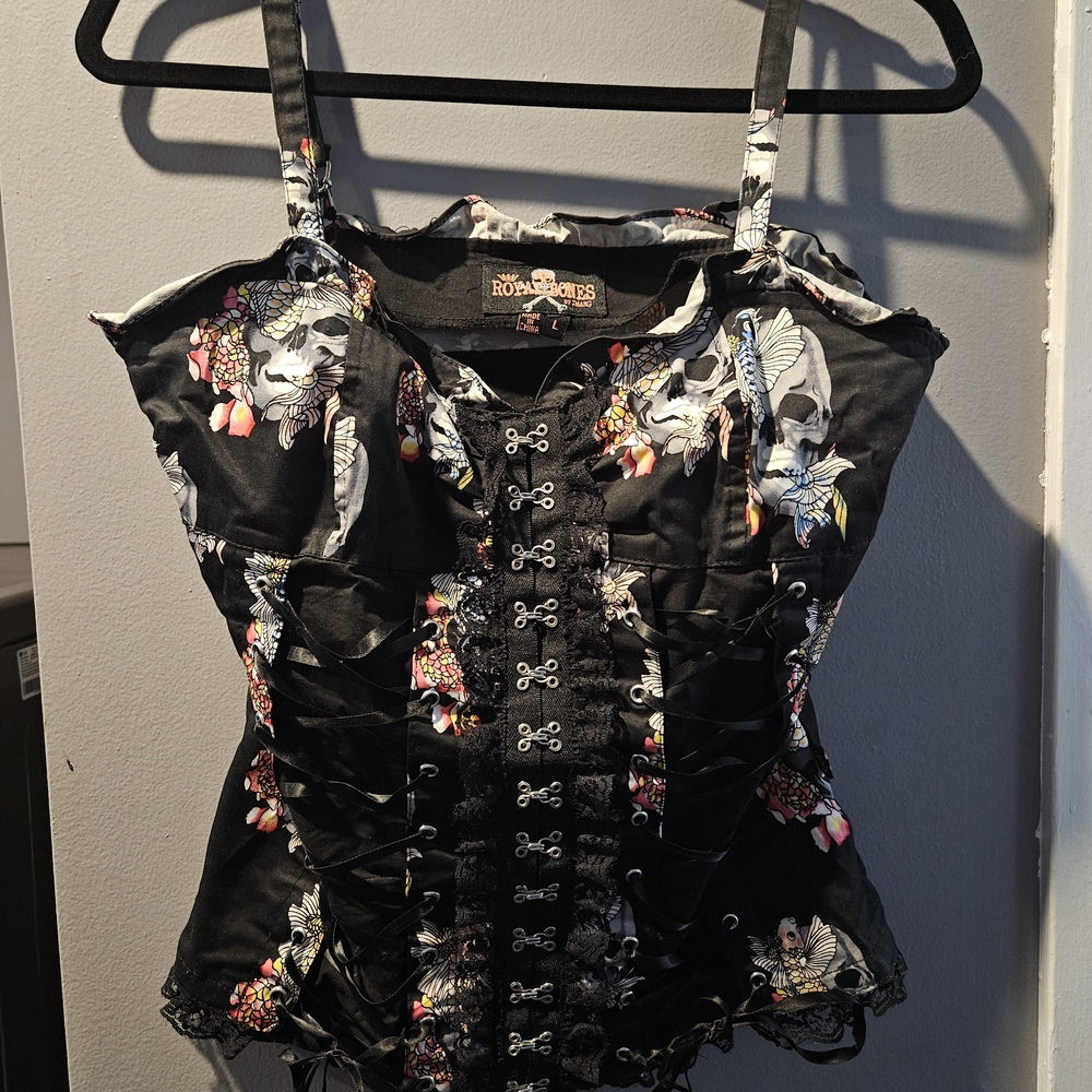 RARE Royal Bones Black Koifish Corset Style Top